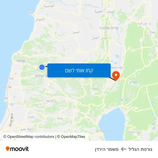 מפת גורנות הגליל למשמר הירדן