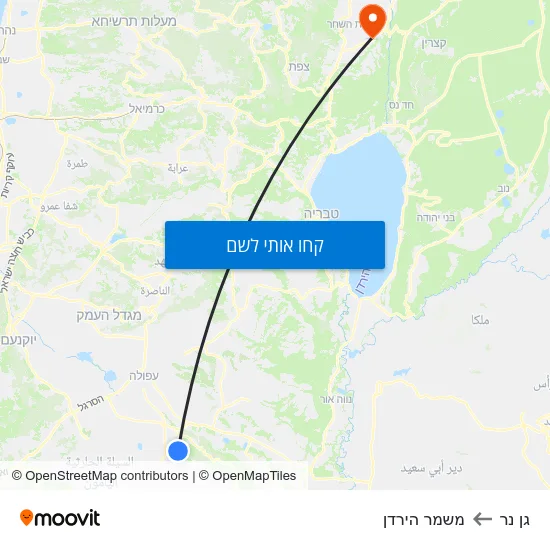 מפת גן נר למשמר הירדן