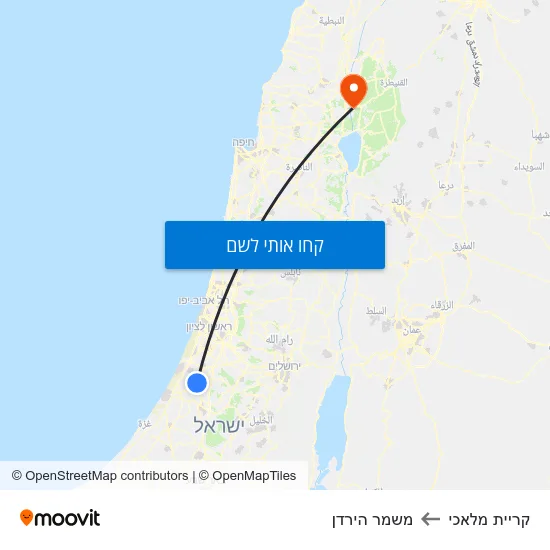 מפת קריית מלאכי למשמר הירדן