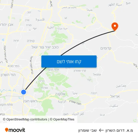 מפת מ.א. דרום השרון לשבי שומרון