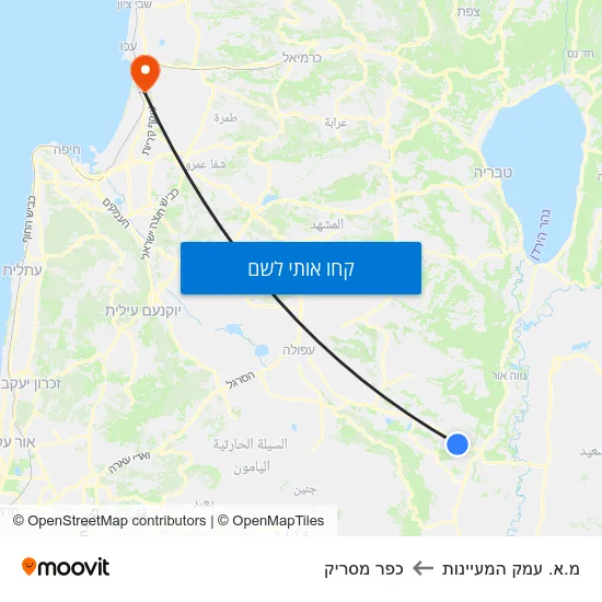 מפת מ.א. עמק המעיינות לכפר מסריק