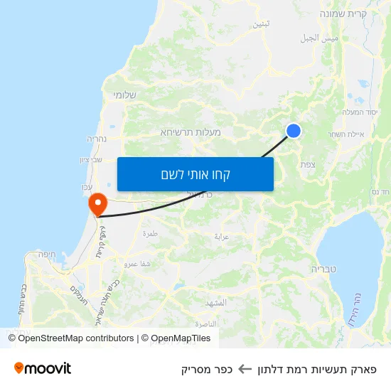 מפת פארק תעשיות רמת דלתון לכפר מסריק
