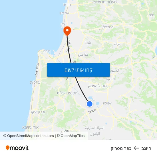 מפת היוגב לכפר מסריק