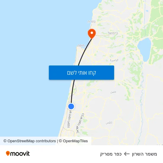 מפת משמר השרון לכפר מסריק