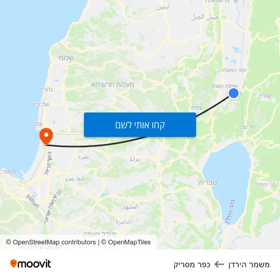מפת משמר הירדן לכפר מסריק