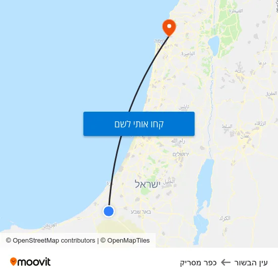 מפת עין הבשור לכפר מסריק