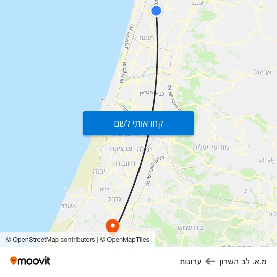 מפת מ.א. לב השרון לערוגות