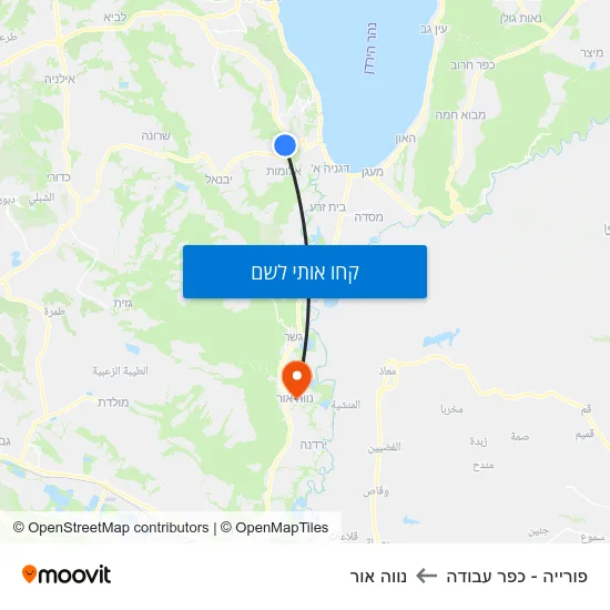 מפת פורייה - כפר עבודה לנווה אור