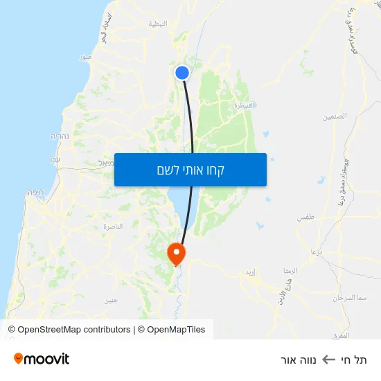 מפת תל חי לנווה אור