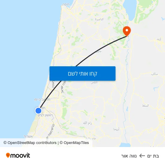 מפת בת ים לנווה אור