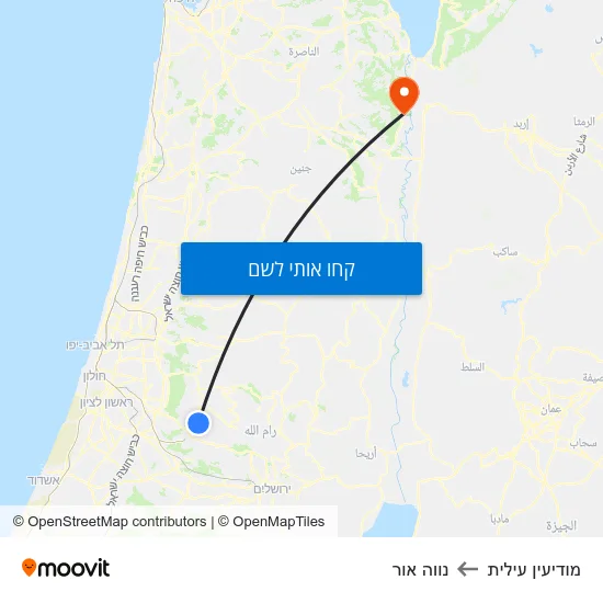 מפת מודיעין עילית לנווה אור