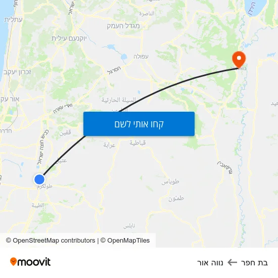 מפת בת חפר לנווה אור