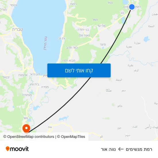 מפת רמת מגשימים לנווה אור