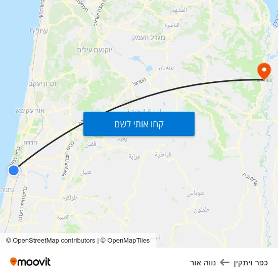 מפת כפר ויתקין לנווה אור