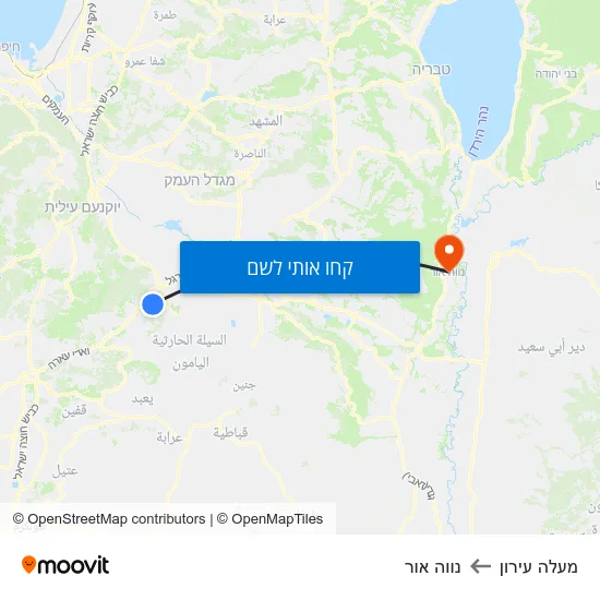 מפת מעלה עירון לנווה אור