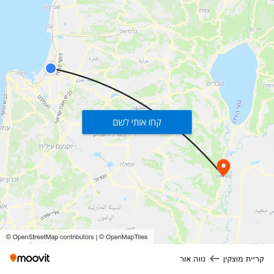 מפת קריית מוצקין לנווה אור