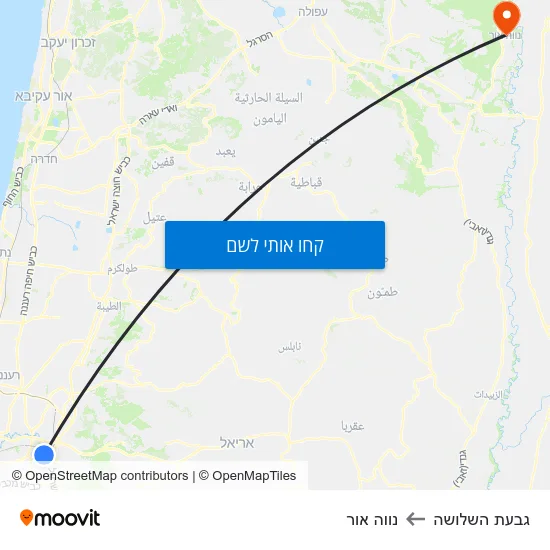 מפת גבעת השלושה לנווה אור