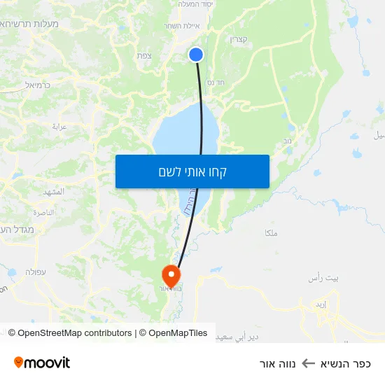 מפת כפר הנשיא לנווה אור