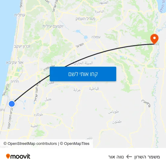 מפת משמר השרון לנווה אור