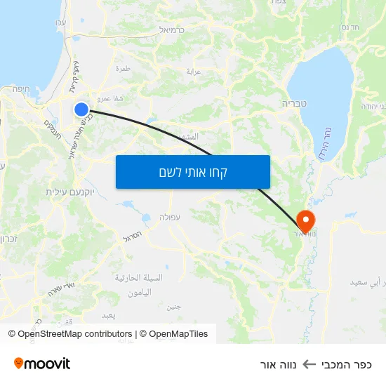 מפת כפר המכבי לנווה אור