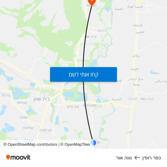 מפת כפר רופין לנווה אור
