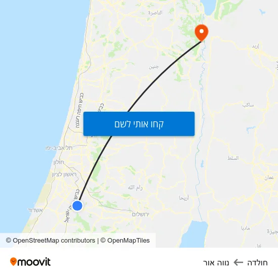 מפת חולדה לנווה אור