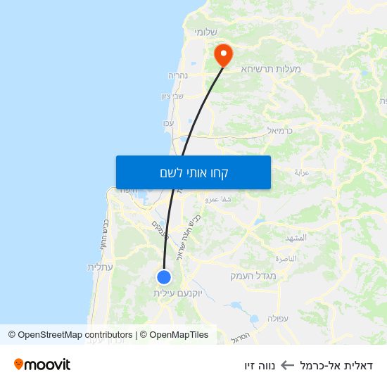 מפת דאלית אל-כרמל לנווה זיו