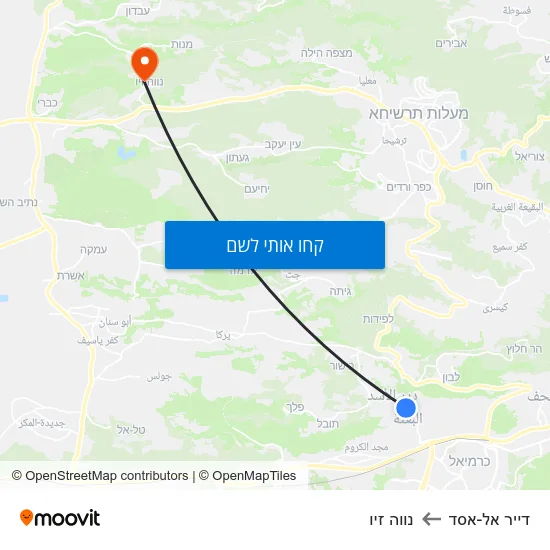 מפת דייר אל-אסד לנווה זיו