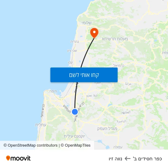 מפת כפר חסידים ב' לנווה זיו