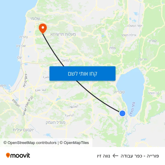 מפת פורייה - כפר עבודה לנווה זיו