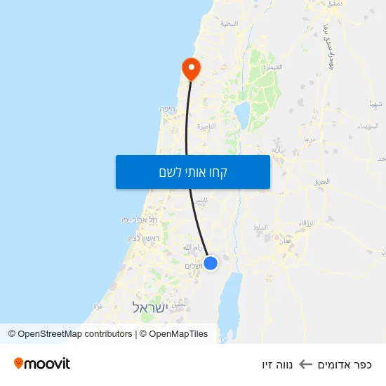 מפת כפר אדומים לנווה זיו