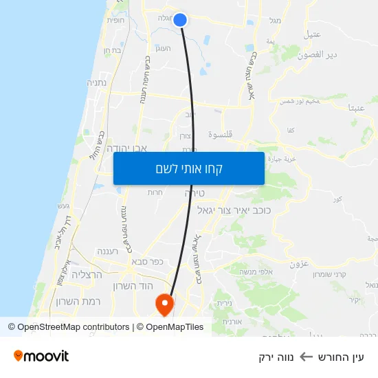 מפת עין החורש לנווה ירק
