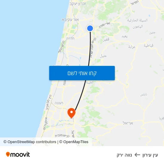 מפת עין עירון לנווה ירק