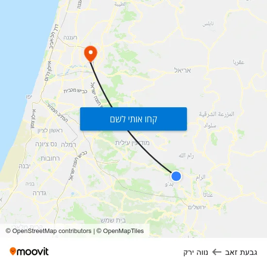 מפת גבעת זאב לנווה ירק
