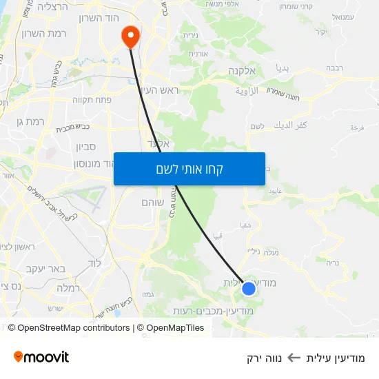 מפת מודיעין עילית לנווה ירק