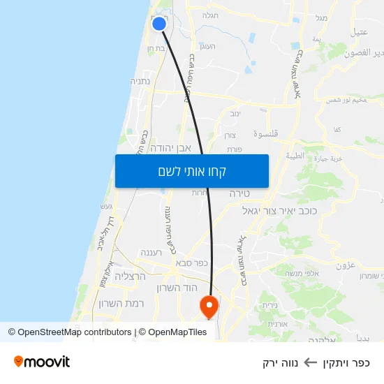 מפת כפר ויתקין לנווה ירק