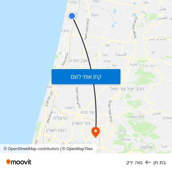 מפת בת חן לנווה ירק
