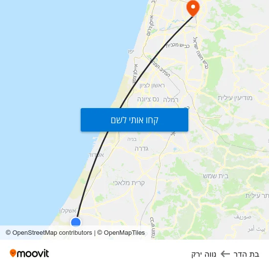 מפת בת הדר לנווה ירק