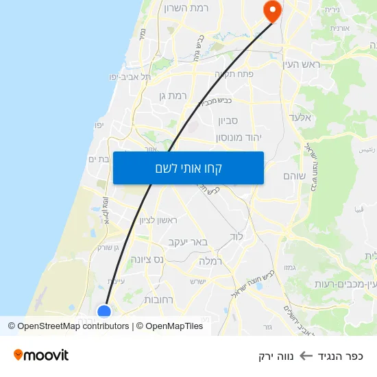 מפת כפר הנגיד לנווה ירק