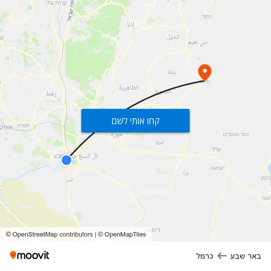 מפת באר שבע לכרמל