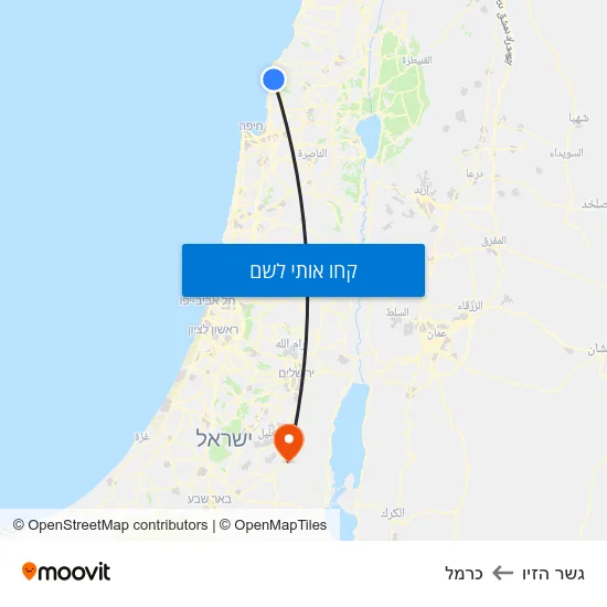 מפת גשר הזיו לכרמל
