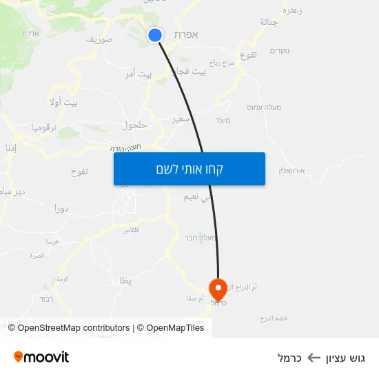 מפת גוש עציון לכרמל
