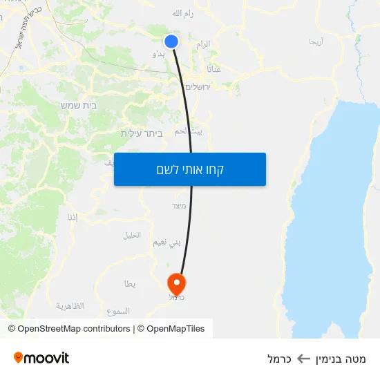מפת מטה בנימין לכרמל