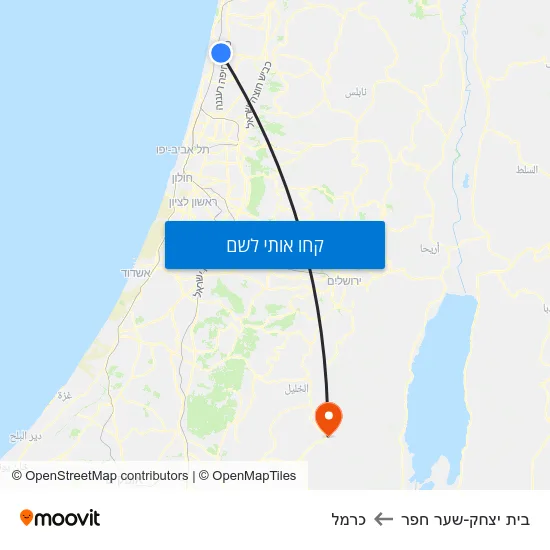 מפת בית יצחק-שער חפר לכרמל