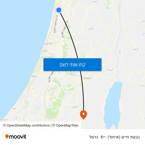 מפת גבעת חיים (איחוד) לכרמל