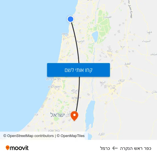 מפת כפר ראש הנקרה לכרמל