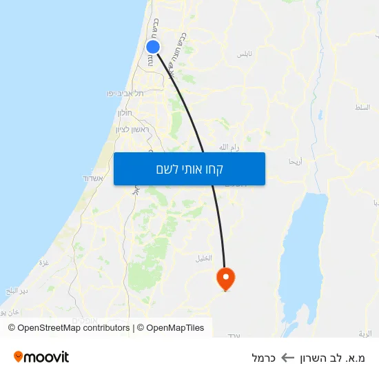 מפת מ.א. לב השרון לכרמל