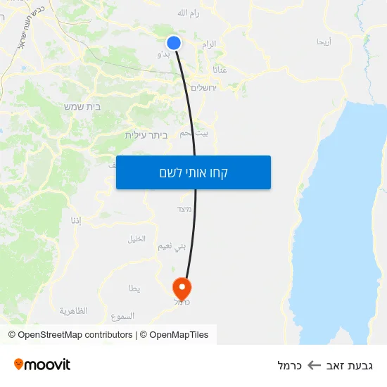 מפת גבעת זאב לכרמל