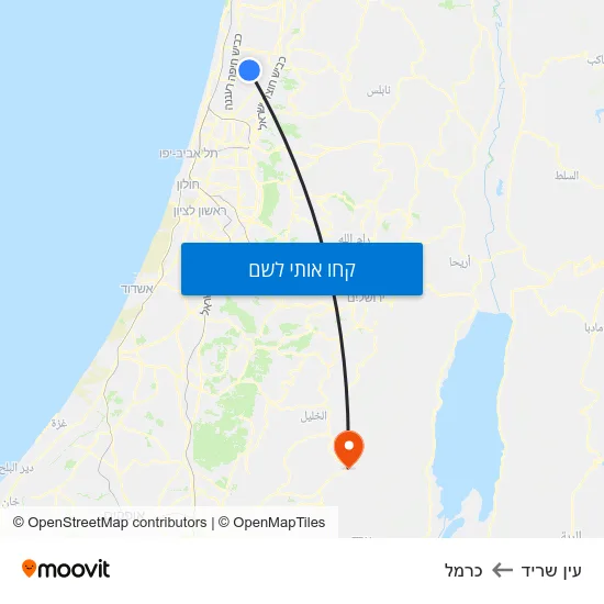 מפת עין שריד לכרמל