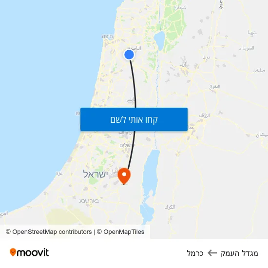 מפת מגדל העמק לכרמל